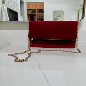 Forever 21 Burgundy Clutch with Gold Chain